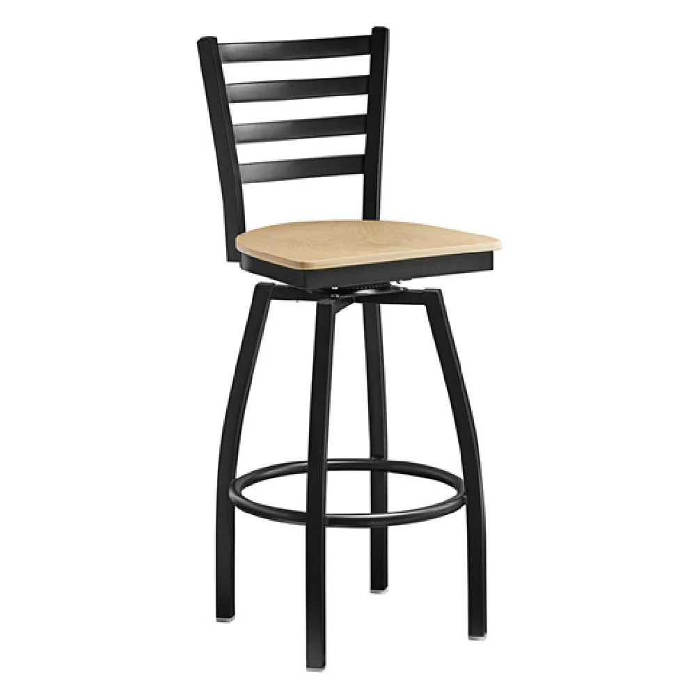 Omcan 47593+69745 18 Inch Bar Height Swivel Chair with Metal Frame and Wood Seat Omcan 47593+69745 18 Inch Bar Height Swivel Chair with Metal Frame and Wood Seat