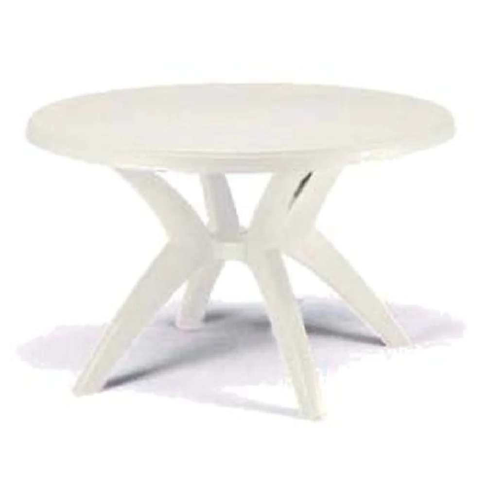 Grosfillex US526704 46 Inch Round Outdoor Table with Umbrella Hole White Resin