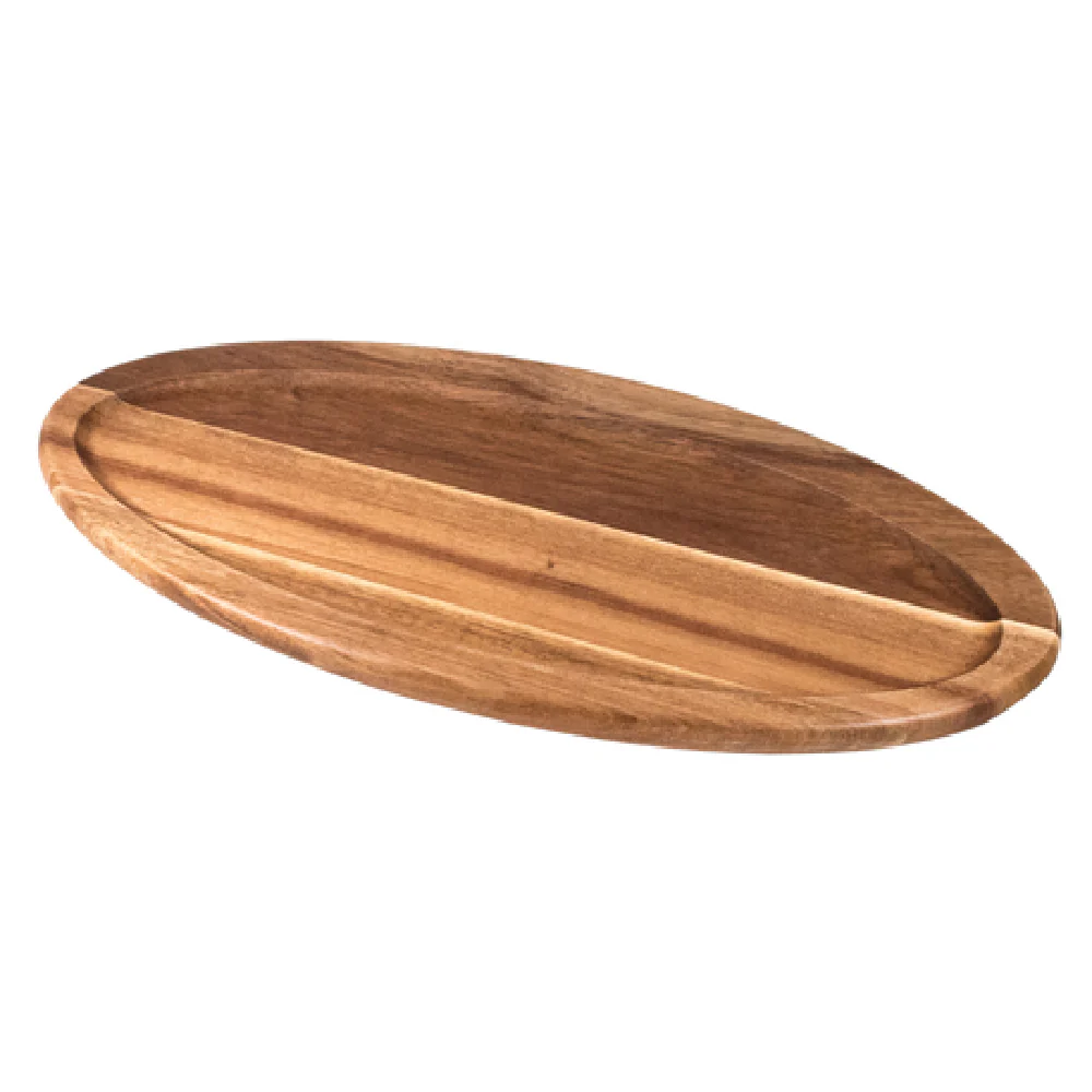 On The Table 118-O 15-1/2 Inch Plate Oval Dishwasher Safe Acacia Wood Natural