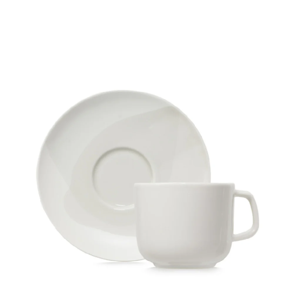 Revol 660882 2.71 Oz Oven Espresso Cup and Saucer Porcelain Linen Alabaster White Revol 660882 2.71 Oz Oven Espresso Cup and Saucer Porcelain Linen Alabaster White