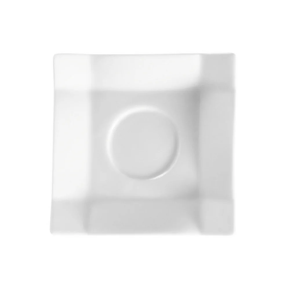 CAC China TMS-36 4 Inch Square Saucer with Porcelain Super White Finish