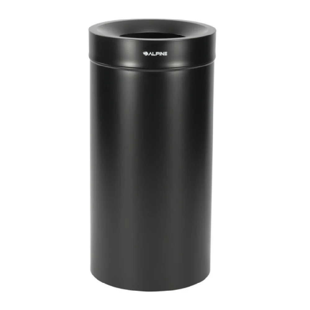 Alpine Industries ALP475-27-BLK 16 Inch Black Trash Can Stainless Steel with 27 Gallon Capacity