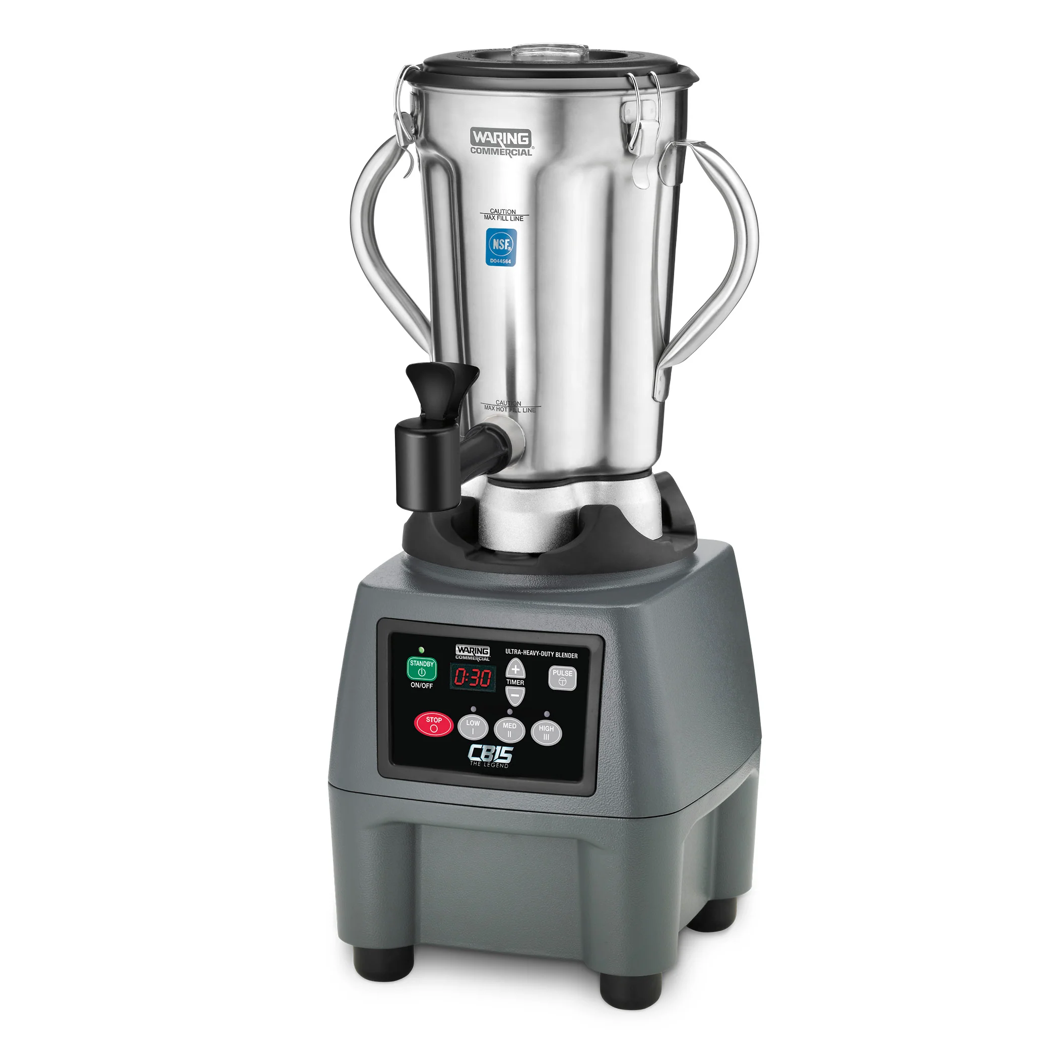 Waring CB15TSFAL 15 Inch 135 Oz. Electric Commercial Blender Stainless Steel with Spigot Waring CB15TSFAL 15 Inch 135 Oz. Electric Commercial Blender Stainless Steel with Spigot