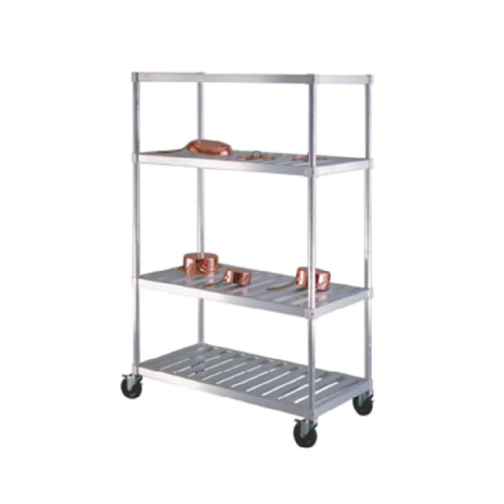 New Age Industrial PM2460 60 Inch Mobile Pot and Pan Rack 4-tier Aluminum