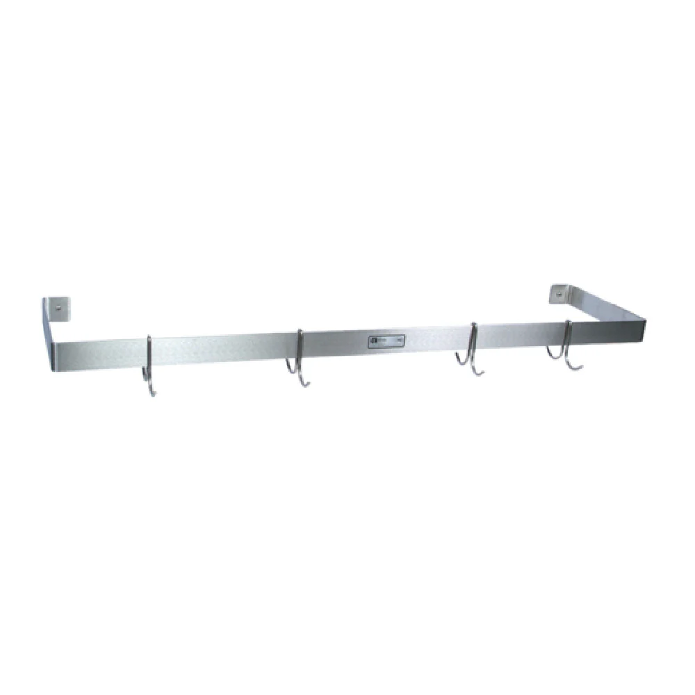 John Boos PRW12-X 60 Inch Pot Rack Wall Mount Single Bar Stainless Steel with Hooks