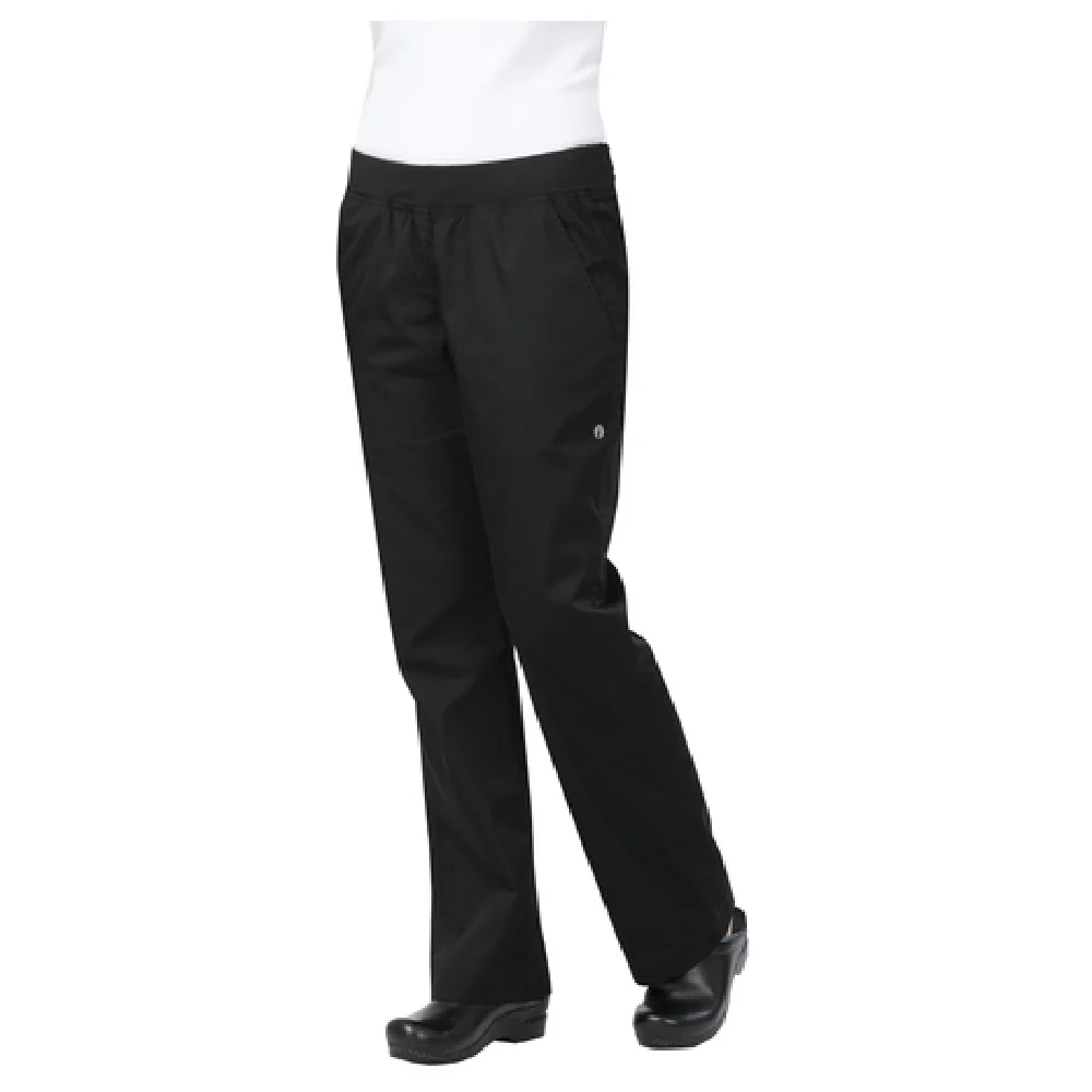 Chef Works PBN01W-BLK-S Women's Slim Pants with Contrast Elastic Waistband Black