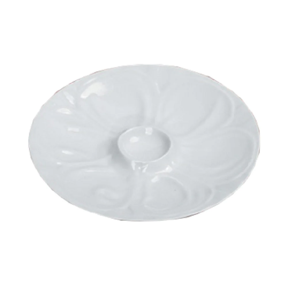 Yanco OYS-9 9 Inch Diameter Round Oyster Plate with Porcelain White Finish Yanco OYS-9 9 Inch Diameter Round Oyster Plate with Porcelain White Finish
