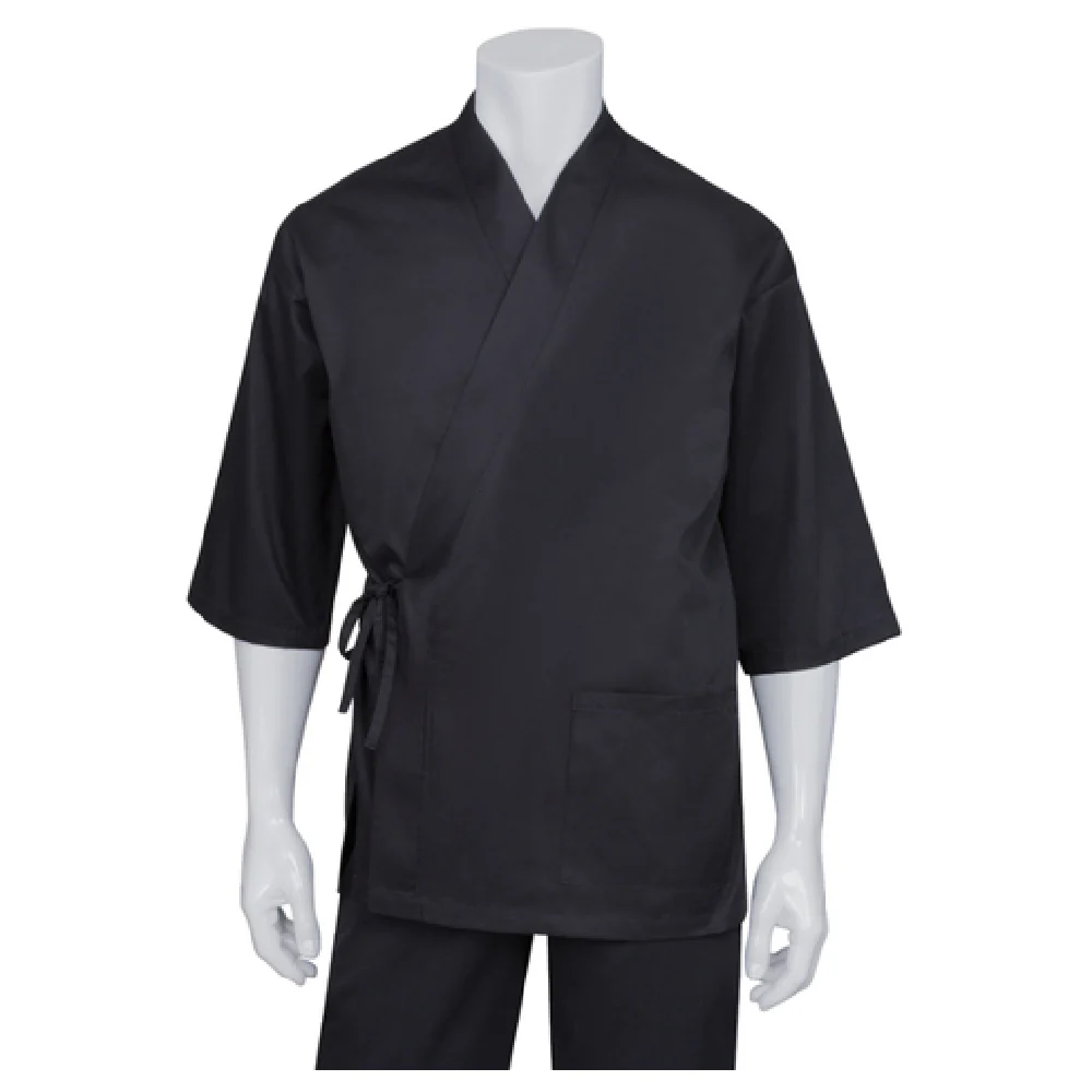 Chef Works SUBK-BLK-LXL Unisex Sushi Coat 3/4 Sleeve Kimono Style Black Chef Works SUBK-BLK-LXL Unisex Sushi Coat 3/4 Sleeve Kimono Style Black