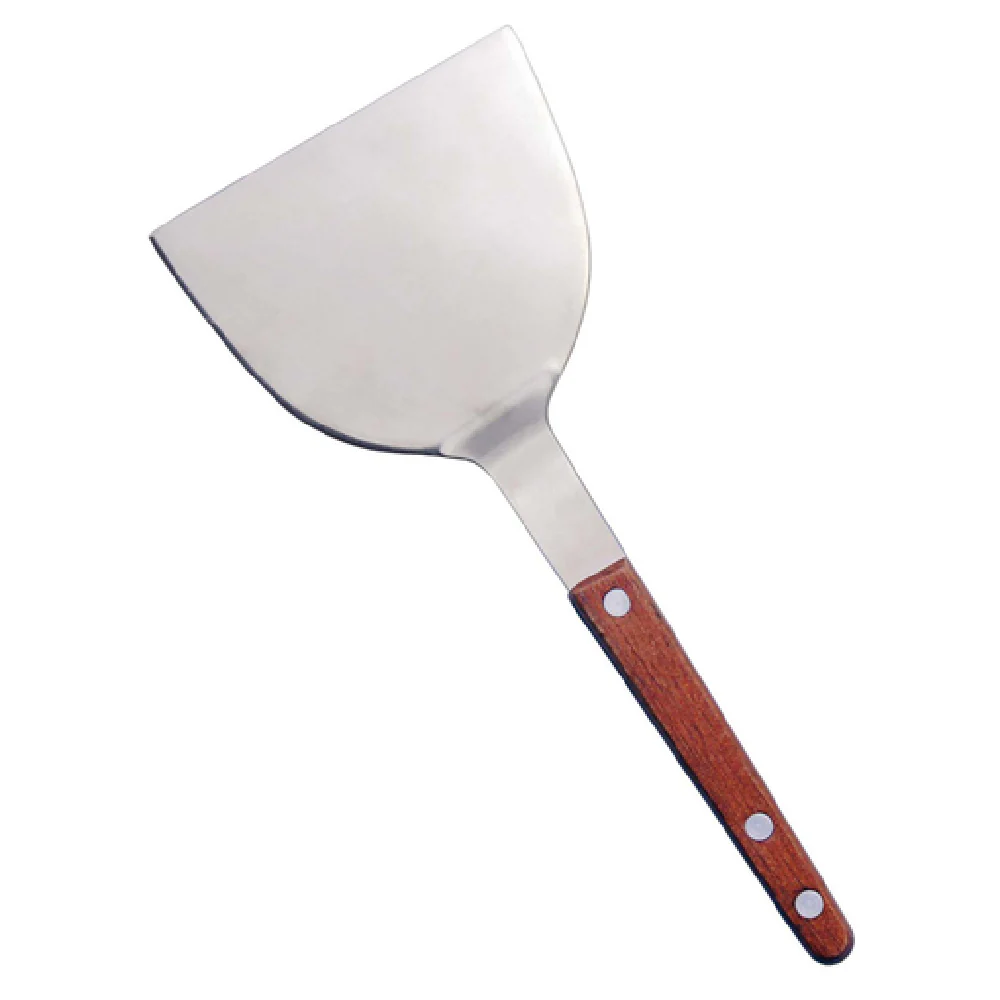 Omcan 80017 4 Inch by 3-1/4 Inch Teppanyaki Turner Wooden Handle Stainless Steel