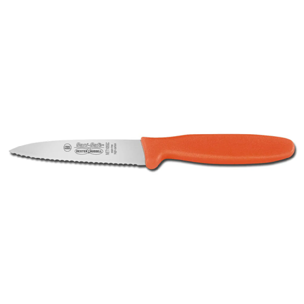 Dexter Russell NET105SC 3-1/2 Inch Scalloped Edge Line Knife Plastic Handle Orange Dexter Russell NET105SC 3-1/2 Inch Scalloped Edge Line Knife Plastic Handle Orange