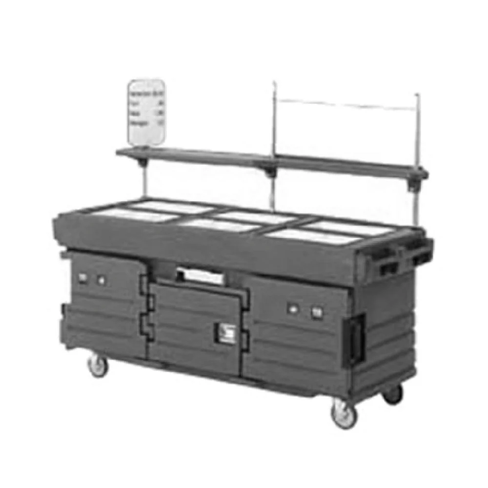 Cambro KVC856186 85 Inch Cart with 6 Pan Wells Ice Merchandising Kiosk Navy Blue Polyethylene