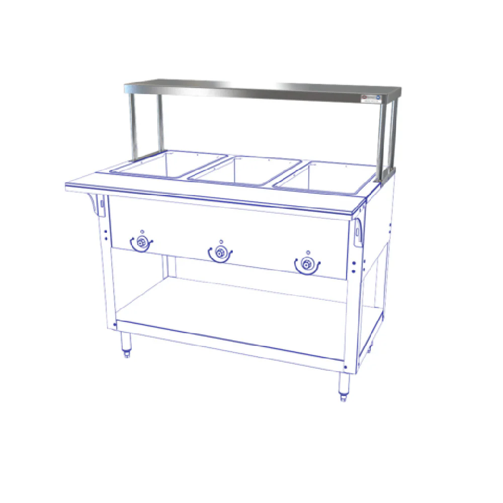 NBR Equipment HT-3-SOS Single Overshelf Fits Hot Food Tables With (3) Wells 44-3/8
