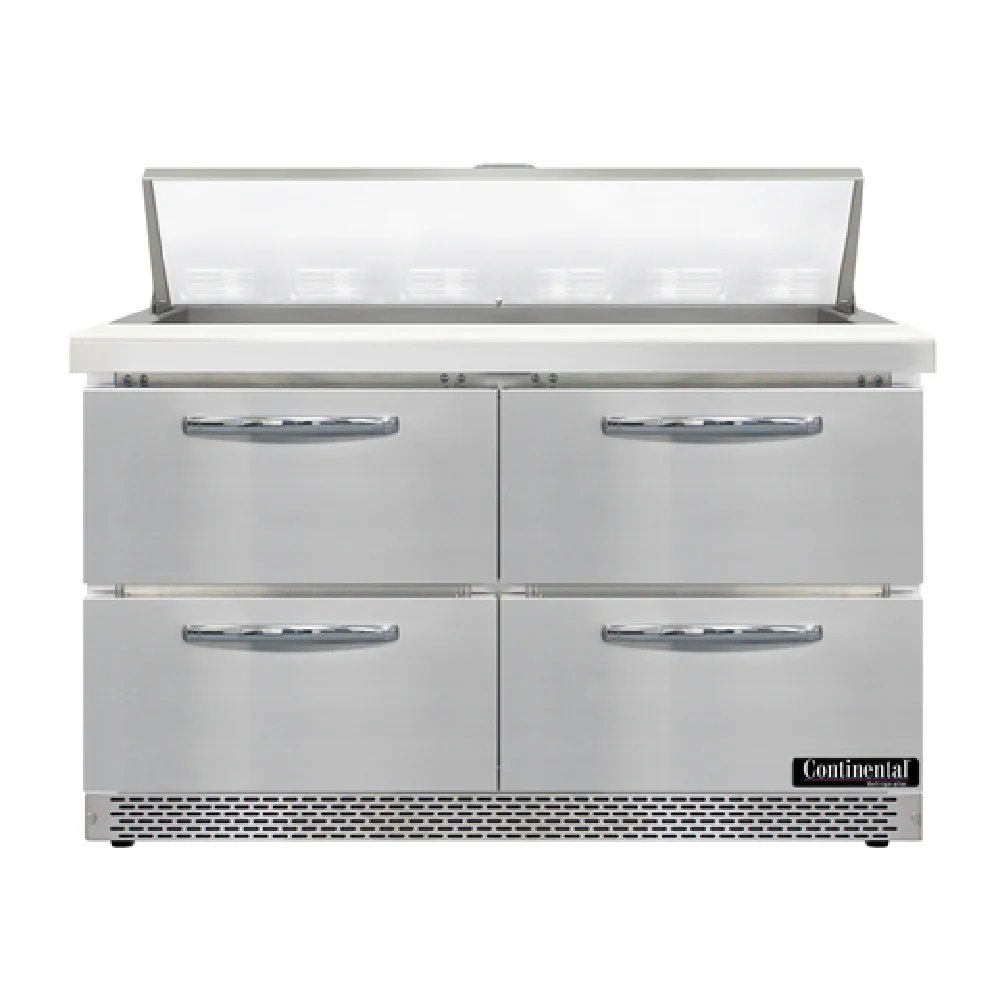 Continental Refrigerator D48N12-FB-D 48 Inch Stainless Steel Sandwich Unit with 4 Drawers