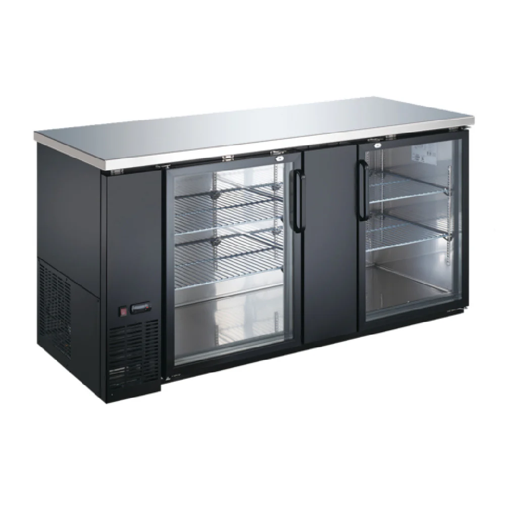 Admiral Craft USBB-6928G 69 Inch Back Bar Bottle Cooler 23.3 Cu Ft Stainless Steel with Glass Doors