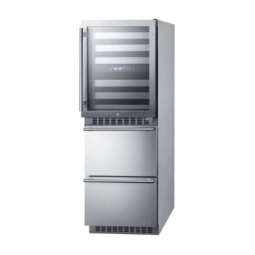 Summit SWCDRF24 23 Inch Stainless Steel Dual Zone Wine Cellar and Refrigerator Freezer Summit SWCDRF24 23 Inch Stainless Steel Dual Zone Wine Cellar and Refrigerator Freezer