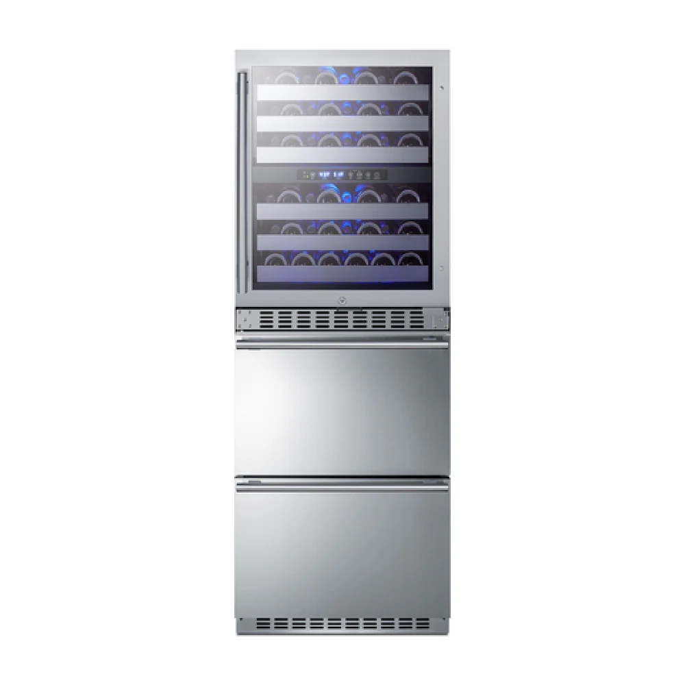 Summit SWCDRF24 23 Inch Stainless Steel Dual Zone Wine Cellar and Refrigerator Freezer Summit SWCDRF24 23 Inch Stainless Steel Dual Zone Wine Cellar and Refrigerator Freezer