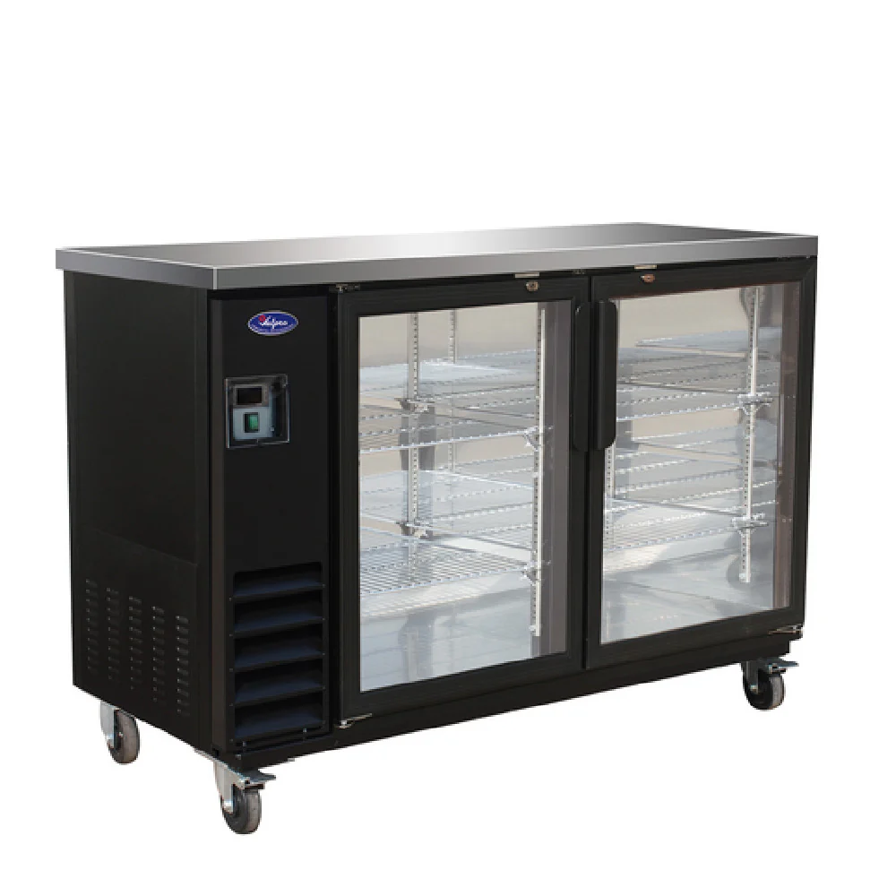 Valpro VP60G 61 Inch Refrigerated Back Bar Cooler 14 cu ft Two-section with glass doors