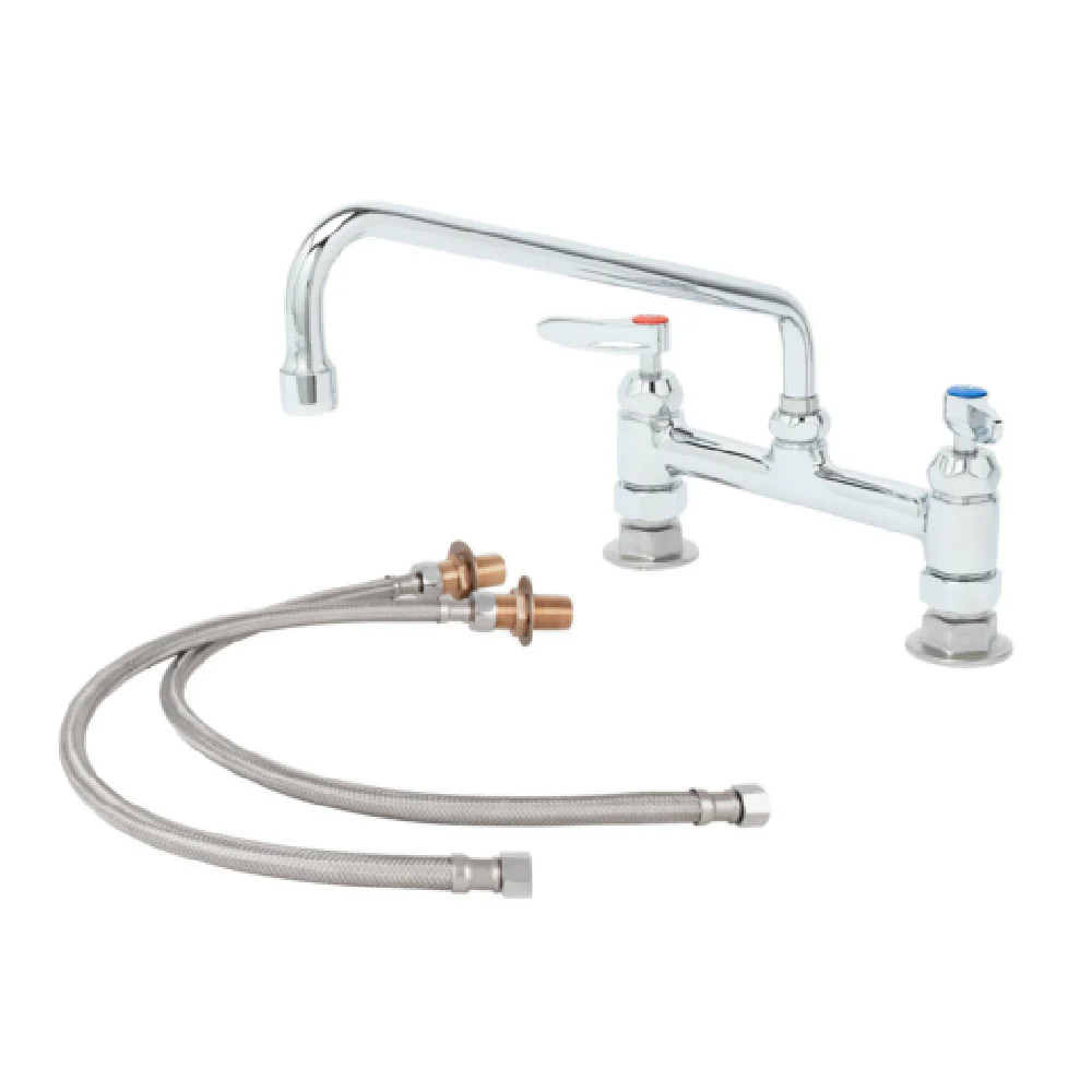 T&S Brass B-0221-CR-KIT 8 Inch Pantry Faucet Double Deck Mount Ceramic Brass