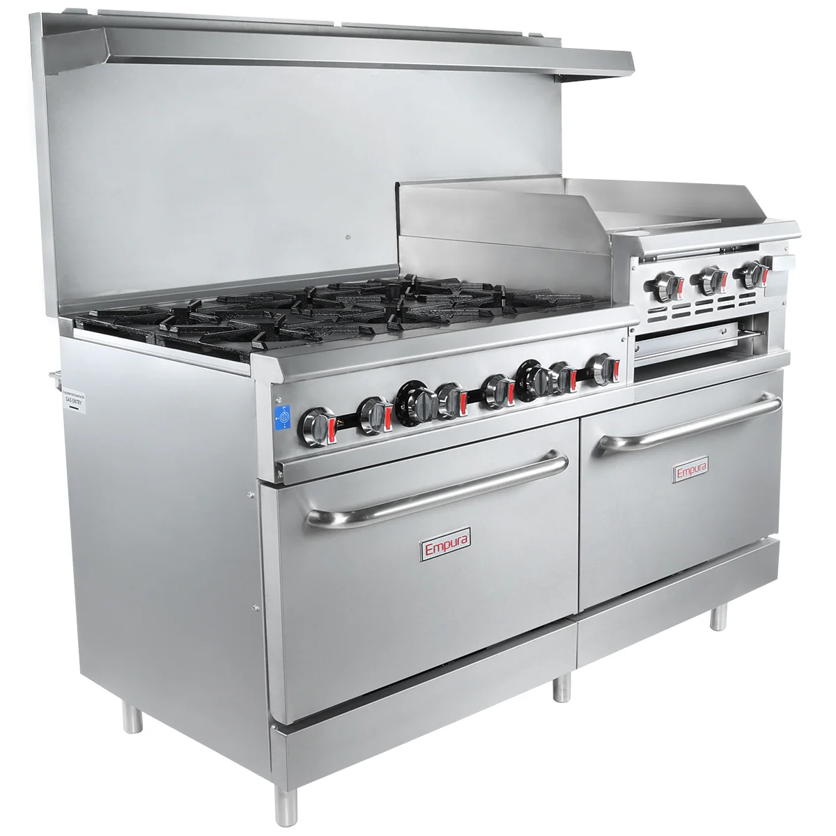 Empura Equipment EGR60-GS24_NAT 60 Inch Gas Range with 2 Standard Ovens and 24 Inch Right Griddle Empura Equipment EGR60-GS24_NAT 60 Inch Gas Range with 2 Standard Ovens and 24 Inch Right Griddle