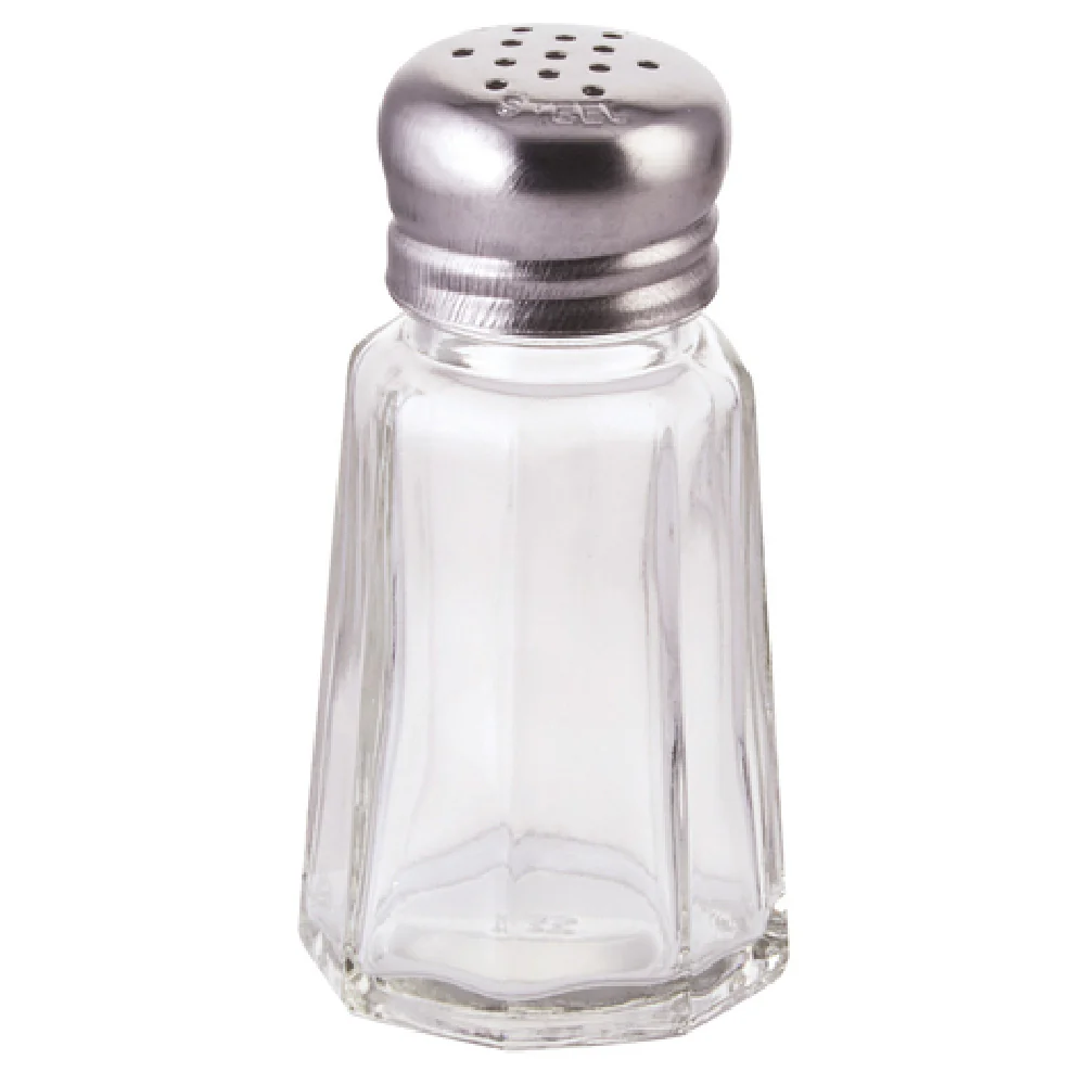 Winco G-105 1 Oz Glass Shaker with Stainless Steel Mushroom Top