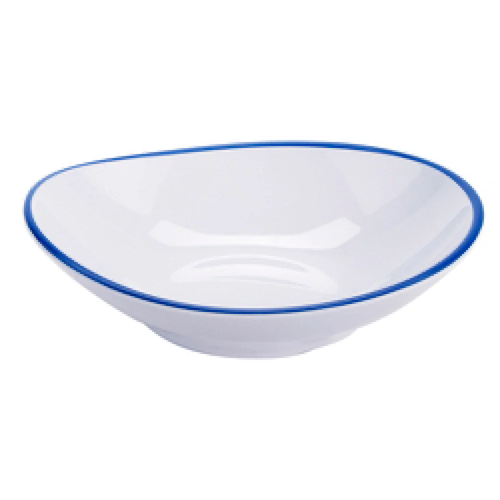 GET Enterprises B-100-W/CB 10 Oz Bowl Melamine with Cobalt Blue Trim