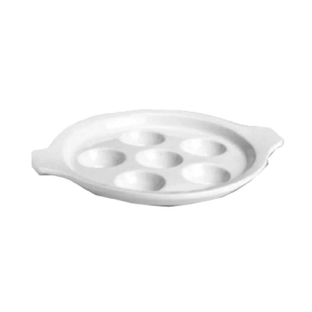 Steelite HL11470AWHA 8-3/8 Inch Escargot Plate 6 Hole White China Steelite HL11470AWHA 8-3/8 Inch Escargot Plate 6 Hole White China