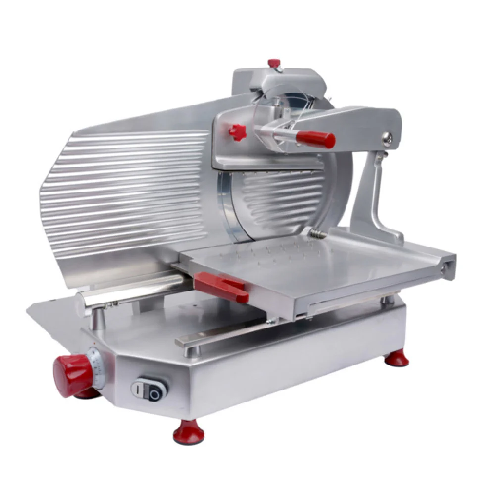 Omcan 46162 28 Inch Electric Meat Slicer Manual Belt Driven with Carbon Steel Blade