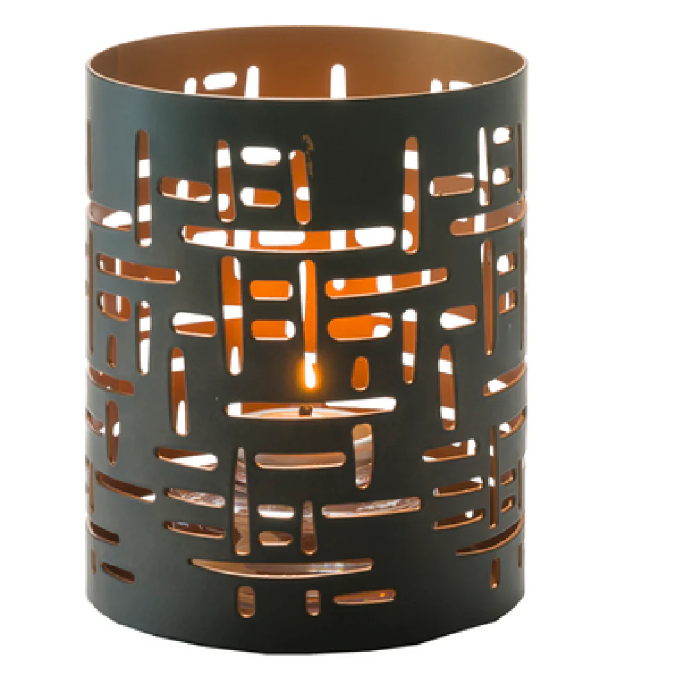 Hollowick 6017 3-1/8 Inch Diameter Candle Lamp Accommodates HD12 and HD17 Fuel Cells Black and Gold Cut Metal