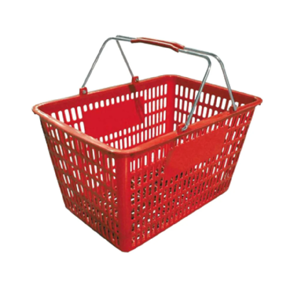 Omcan 13025 18 Inch Steel Hand Basket with Plastic Coating Red