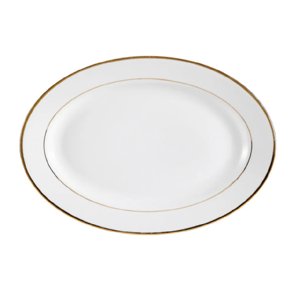CAC China GRY-12 10 Inch Golden Royal Platter Porcelain Oval with Gold Band