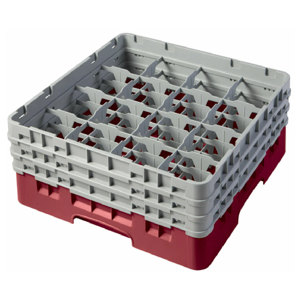 Cambro 16S638416 19-3/4 Inch Camrack Glass Rack With 3 Extenders Cranberry
