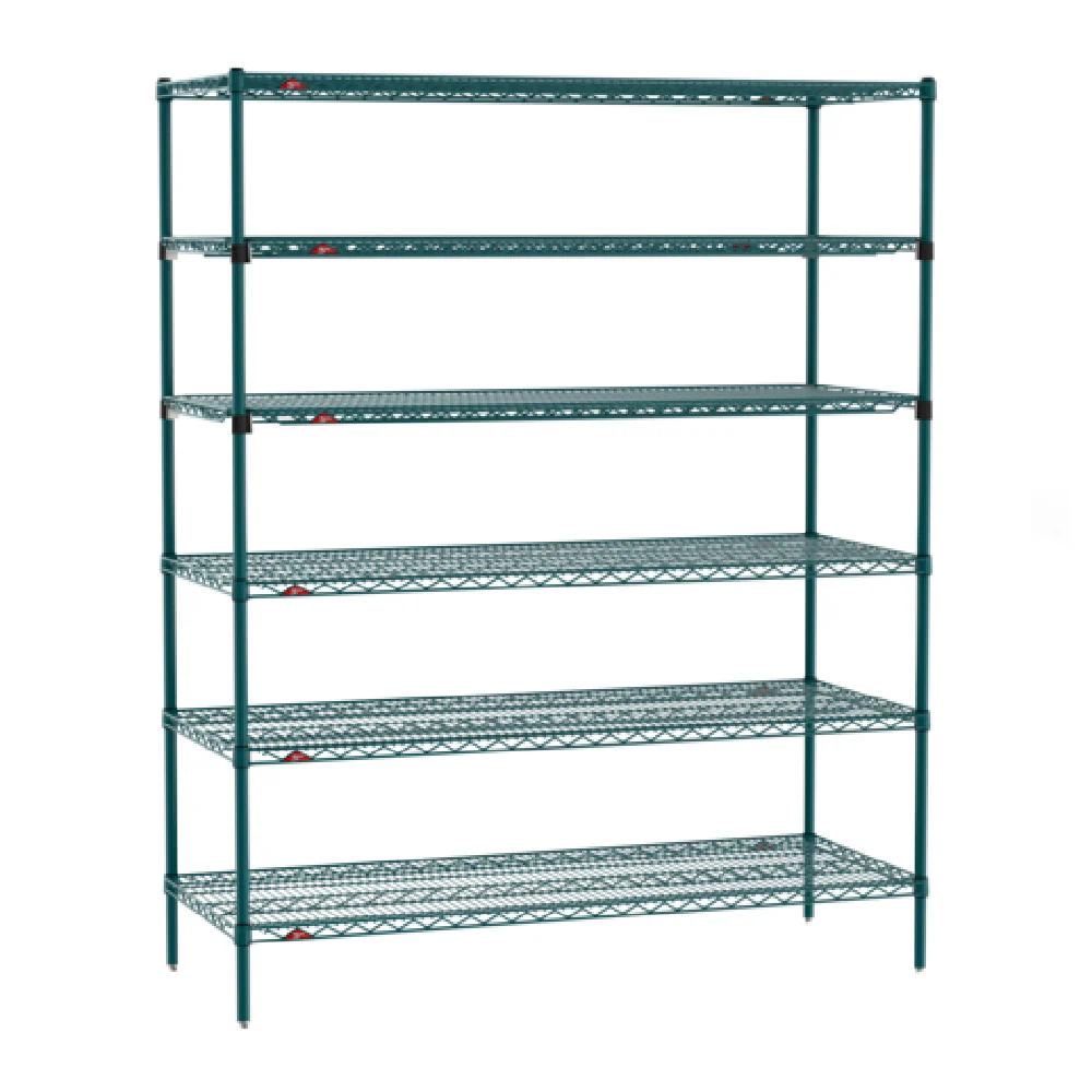 Metro SEZ-246074K3-S-42 60 Inch 6 tiers Wire Shelving Unit with Epoxy Coated Green Finish