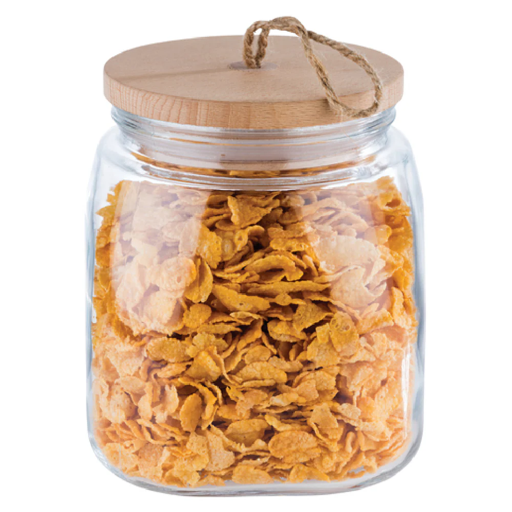 Libbey APS 82256 67-3/4 Oz. Glass Canister with Wooden Lid and Silicone Gasket