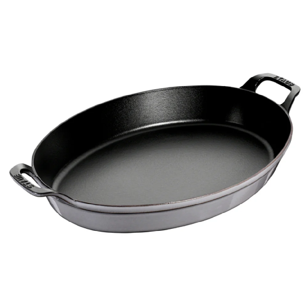 Zwilling 13003718 14-1/2 Inch Gratin Baking Dish Enameled Cast Iron Graphite Grey with Handles