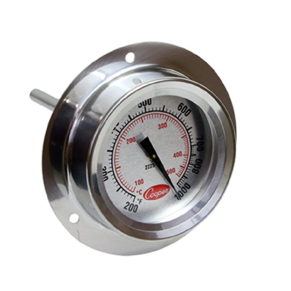Cooper Atkins 2225-20 4 Inch Diameter Pizza Oven Thermometer Dial Type Flange Mount with Glass Lens Stainless Steel
