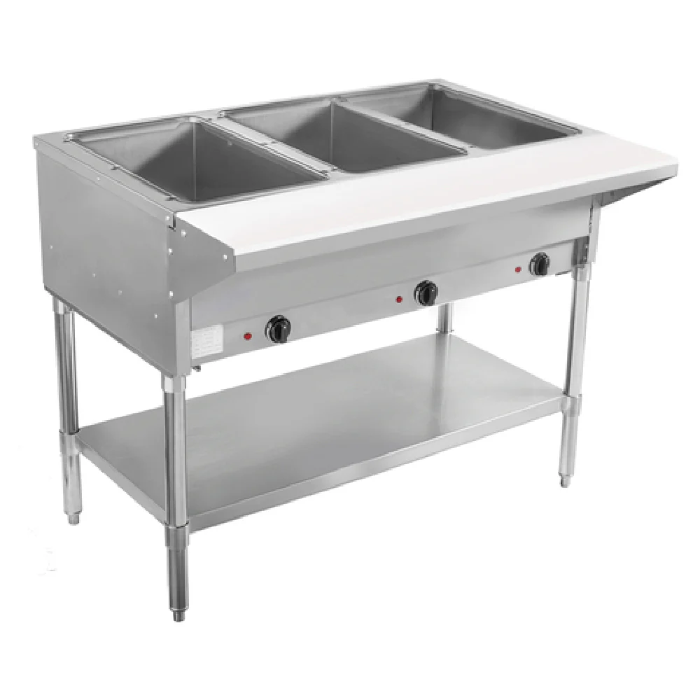 BevLes Company BVST-3-120 44 Inch Electric Steam Table with 3 Open Pan Wells BevLes Company BVST-3-120 44 Inch Electric Steam Table with 3 Open Pan Wells
