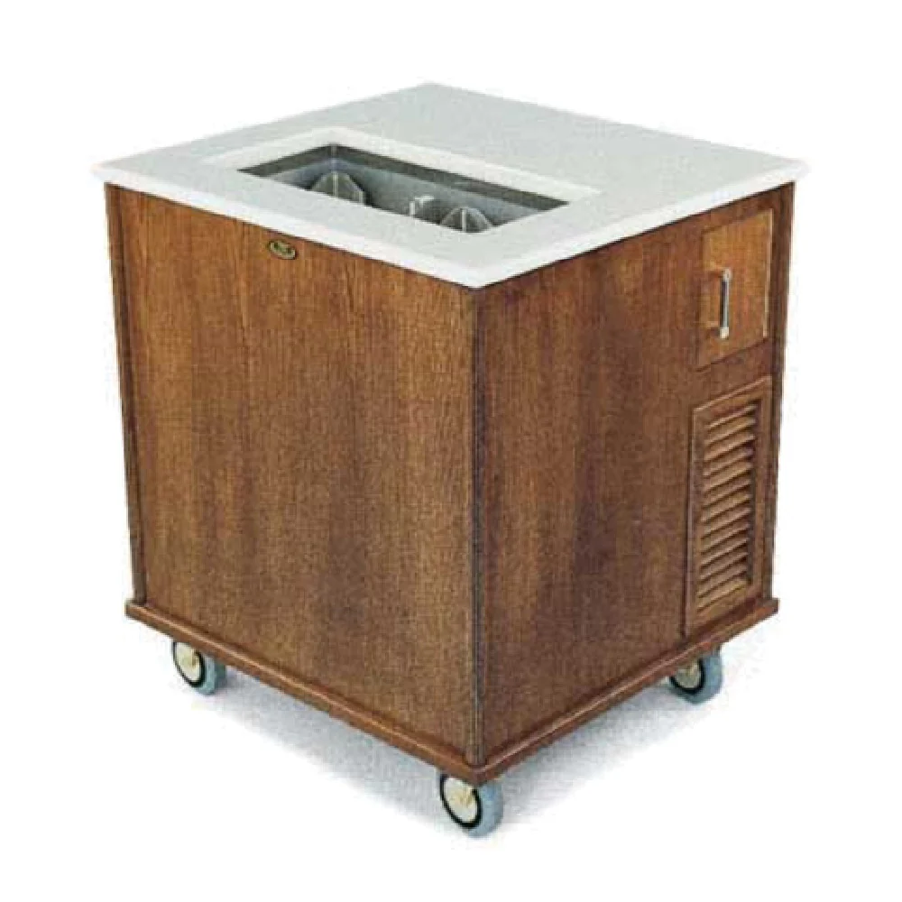 Forbes Industries 5426 32 Inch Refrigerated Plate Dispenser Cart Wood Veneer with Solid Wood Molding