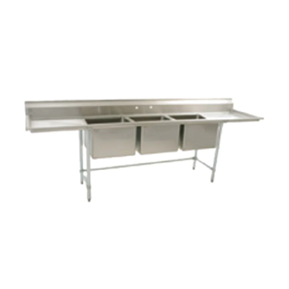 Eagle S16-20-3-24R-X 95-1/2 Inch Three Compartment Sink with Drainboard Stainless Steel