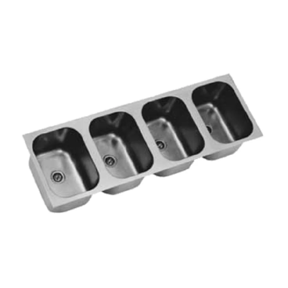 Eagle FDI-12-14-9.5-4 12 Inch Weld-In Sink 20 Gauge Four Compartment Bowls