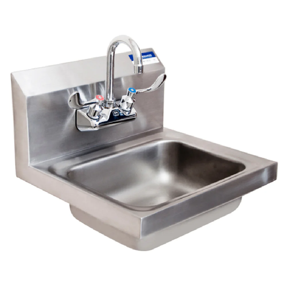 BK Resources BKHS-W-1410-W-G 14 Inch Hand Sink Wall Mount Stainless Steel with Faucet