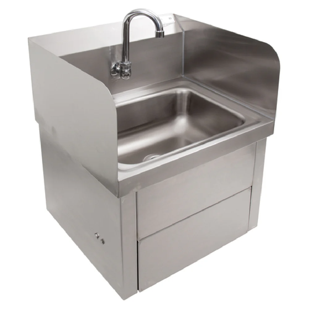 John Boos PBHS-W-1410-KV1APS 14 Inch Hand Sink Wall Mount Stainless Steel with Faucet John Boos PBHS-W-1410-KV1APS 14 Inch Hand Sink Wall Mount Stainless Steel with Faucet