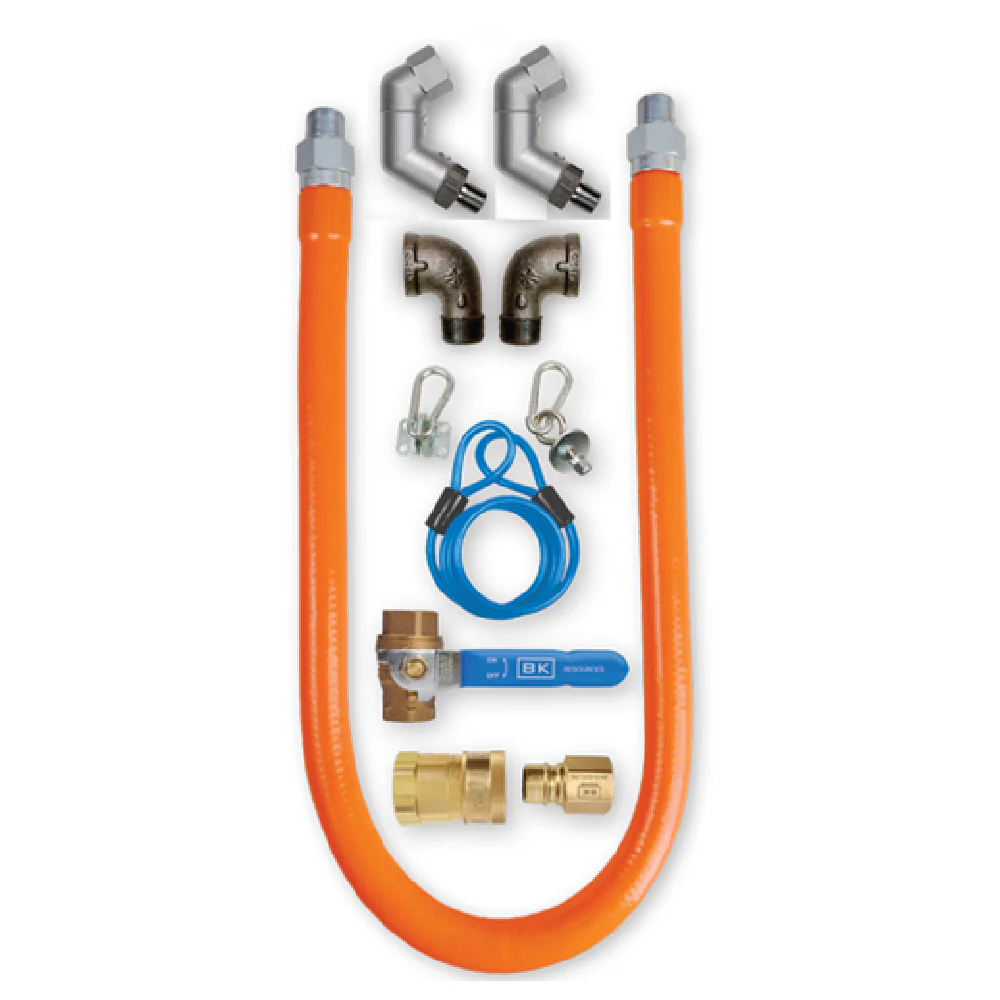 BK Resources BKG-GHC-10072-2SW3 72 Inch Gas Connector Hose Kit with Shut Off Valve and Elbows