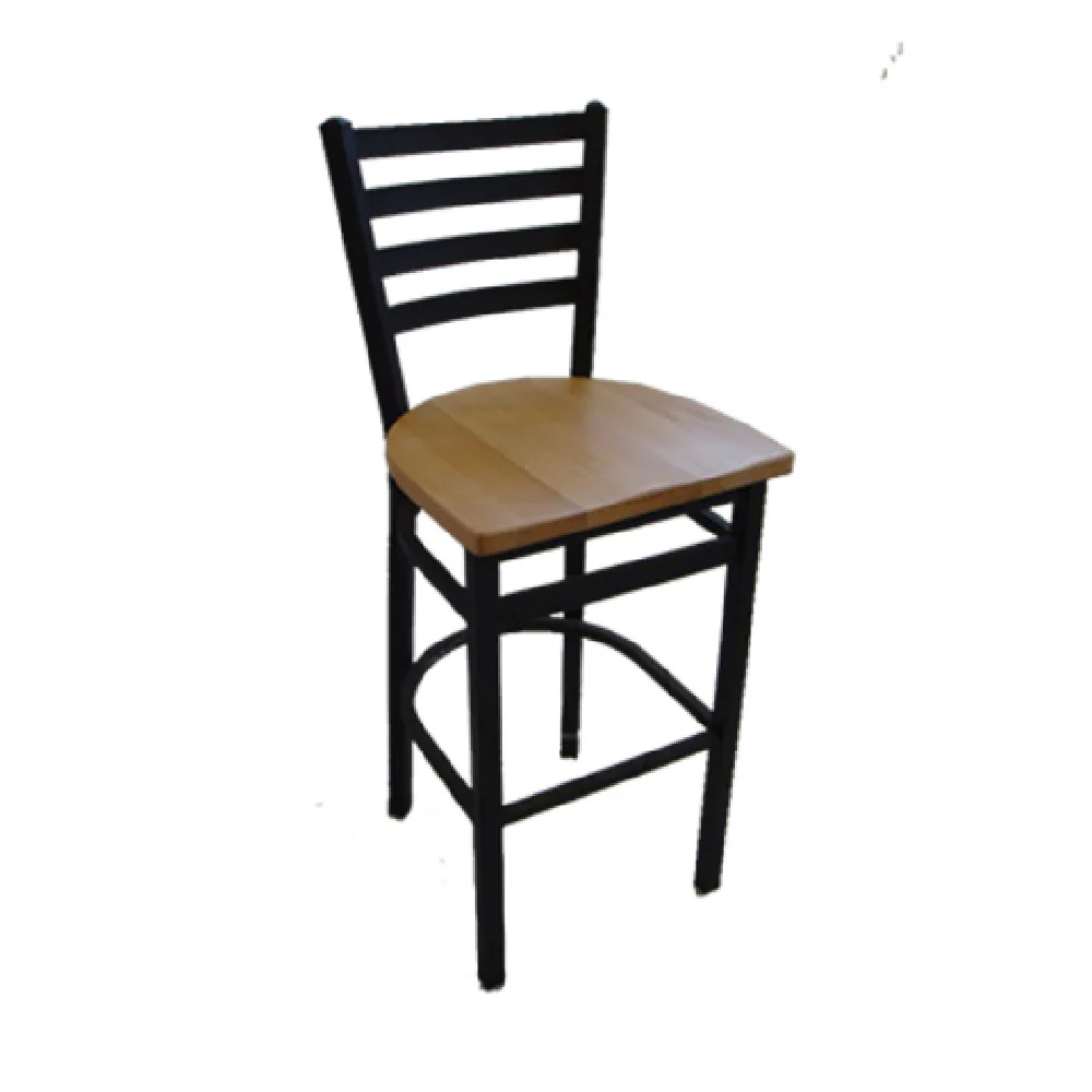 JMC Furniture WHITE HORSE CLEAR COAT BARSTOOL WOOD 17 Inch Wood Seat Ladder Back