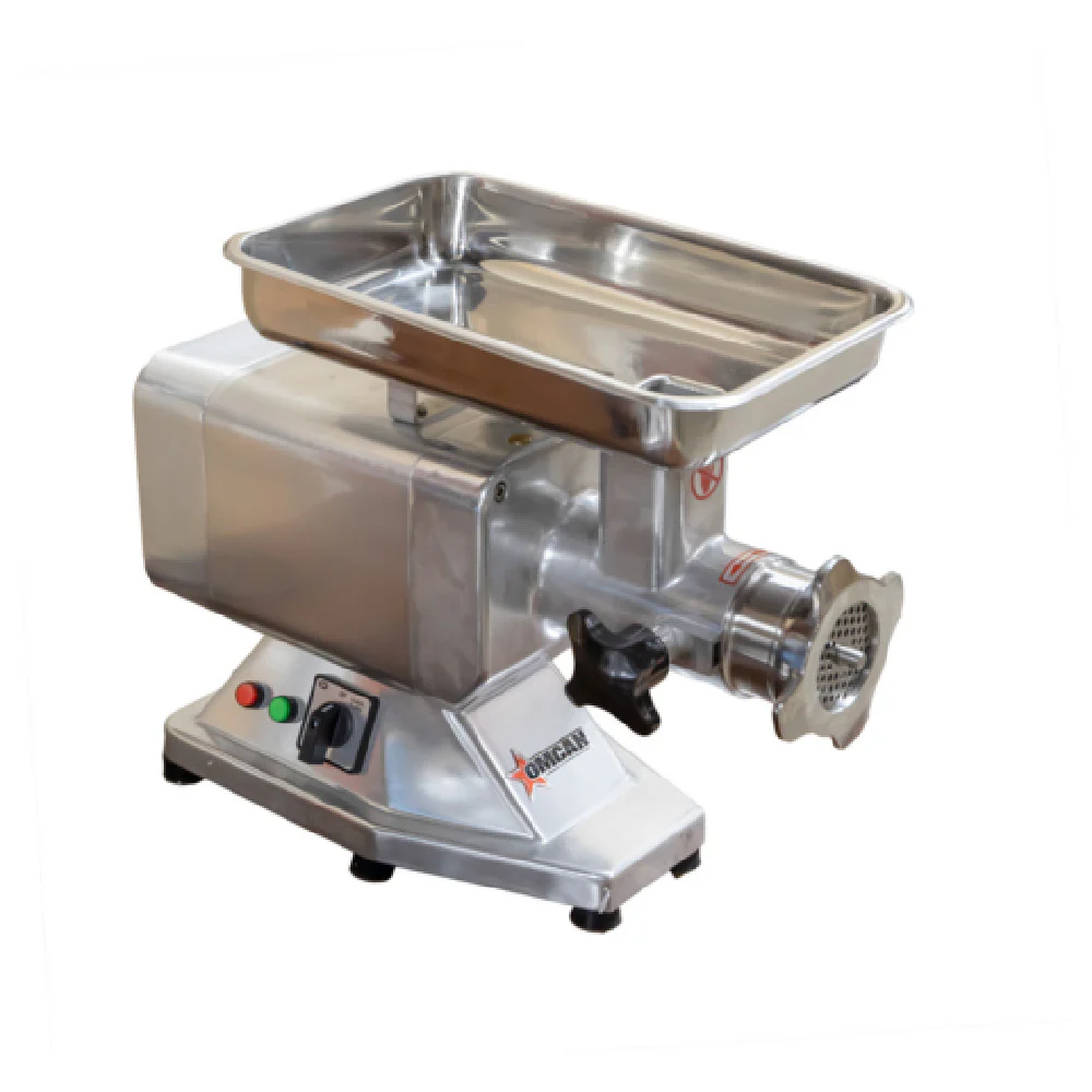 Omcan 47735 18 Inch Aluminum Electric Meat Grinder #12 Head with Stainless Steel Tray Omcan 47735 18 Inch Aluminum Electric Meat Grinder #12 Head with Stainless Steel Tray