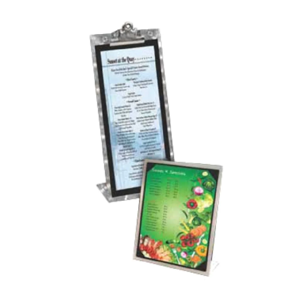 Menu Solutions MTPIX-46_SWIRL 4 Inch x 6 Inch Table Tent Aluminum with Picture Corners Menu Solutions MTPIX-46_SWIRL 4 Inch x 6 Inch Table Tent Aluminum with Picture Corners