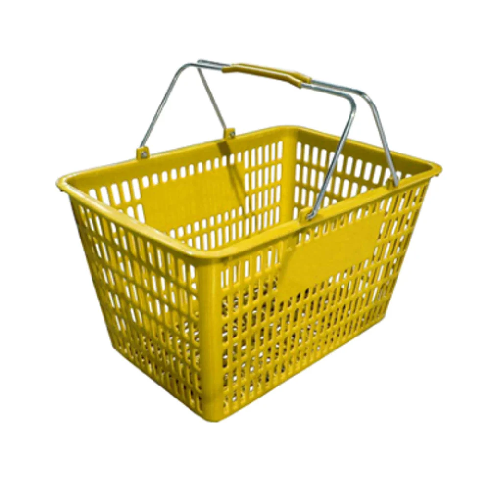 Omcan 13027 19 Inch Shopping Basket 50 lb Capacity Steel Handles Yellow Plastic Omcan 13027 19 Inch Shopping Basket 50 lb Capacity Steel Handles Yellow Plastic