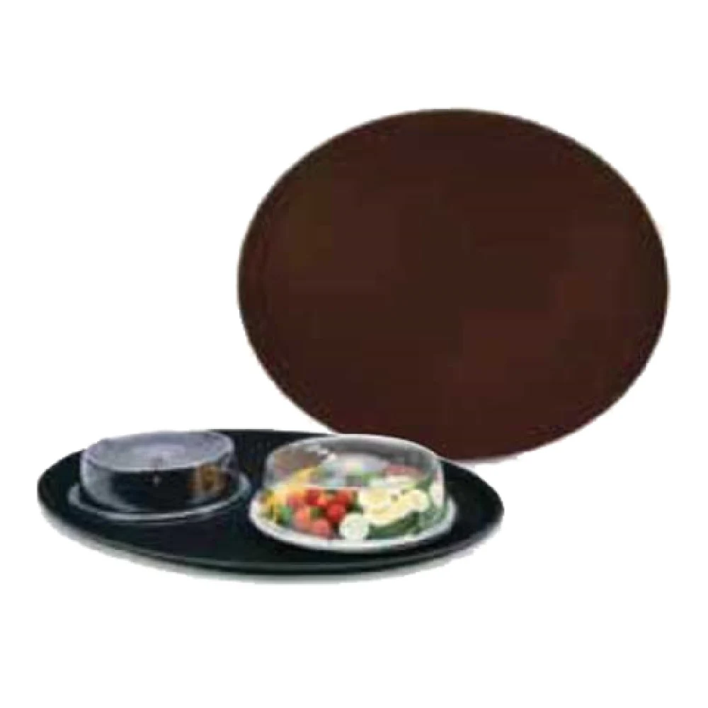 Vollrath 2700L-01 27 Inch Oval Serving Tray with Rubber Liner Fiberglass Brown