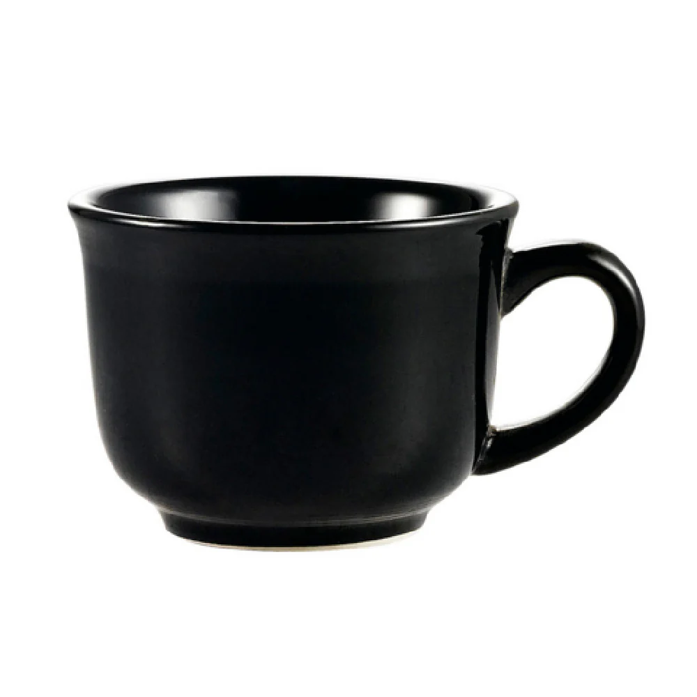 CAC China TG-1-BLK 7-1/2 Oz. Round Coffee Cup with Embossed Design Porcelain