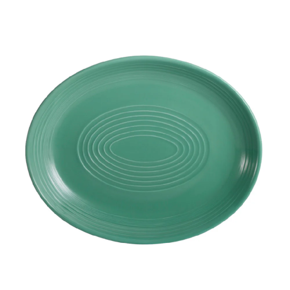 CAC China TG-14C-G 12-3/4 Inch Oval Coupe Platter with Embossed Porcelain CAC China TG-14C-G 12-3/4 Inch Oval Coupe Platter with Embossed Porcelain