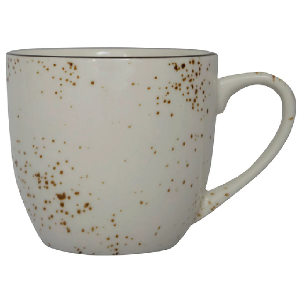 International Tableware SH-56-CR 7.5 Oz Round Cup with Handle Ceramic Crème Reactive Glaze